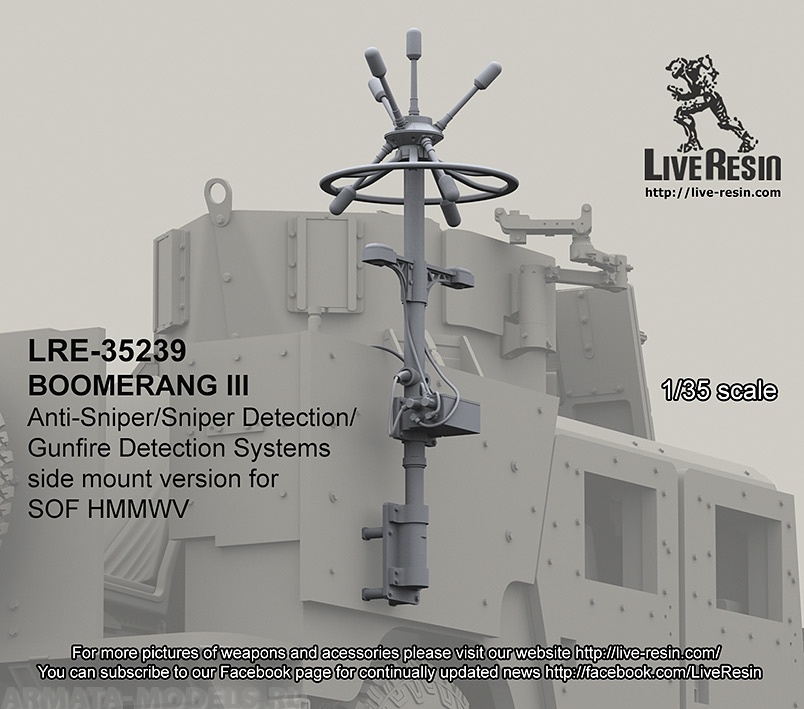 LRE35239 Анти-снайперский локатор выстрелов BOOMERANG III, версия устанавливаемая сбоку для армейских бронемашин HMMWV Сил Специальных Операций SOF.