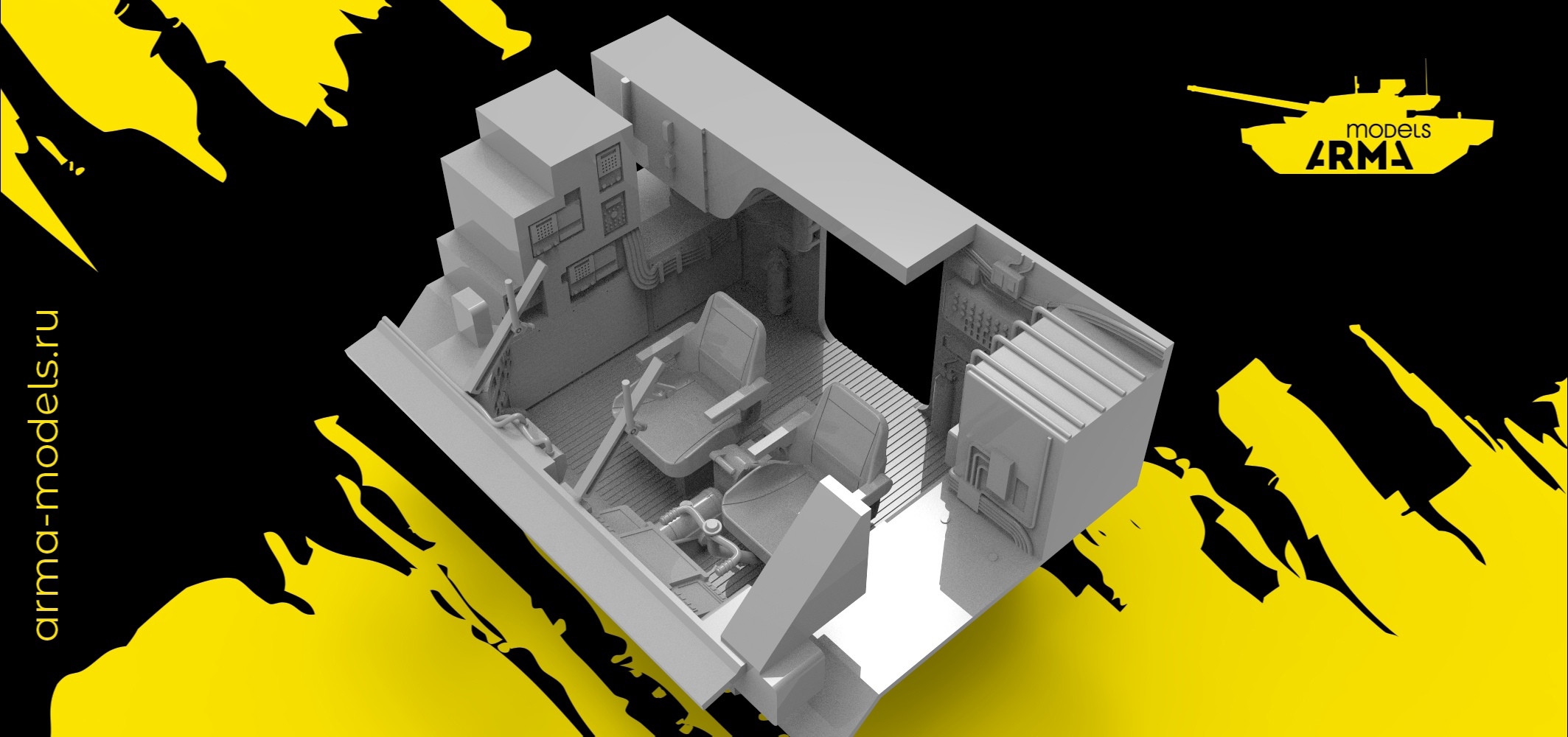 AM3703 Интерьер для Тора. Водительское отделение ( рубка управления) ТОР для модели Звезда 3633
