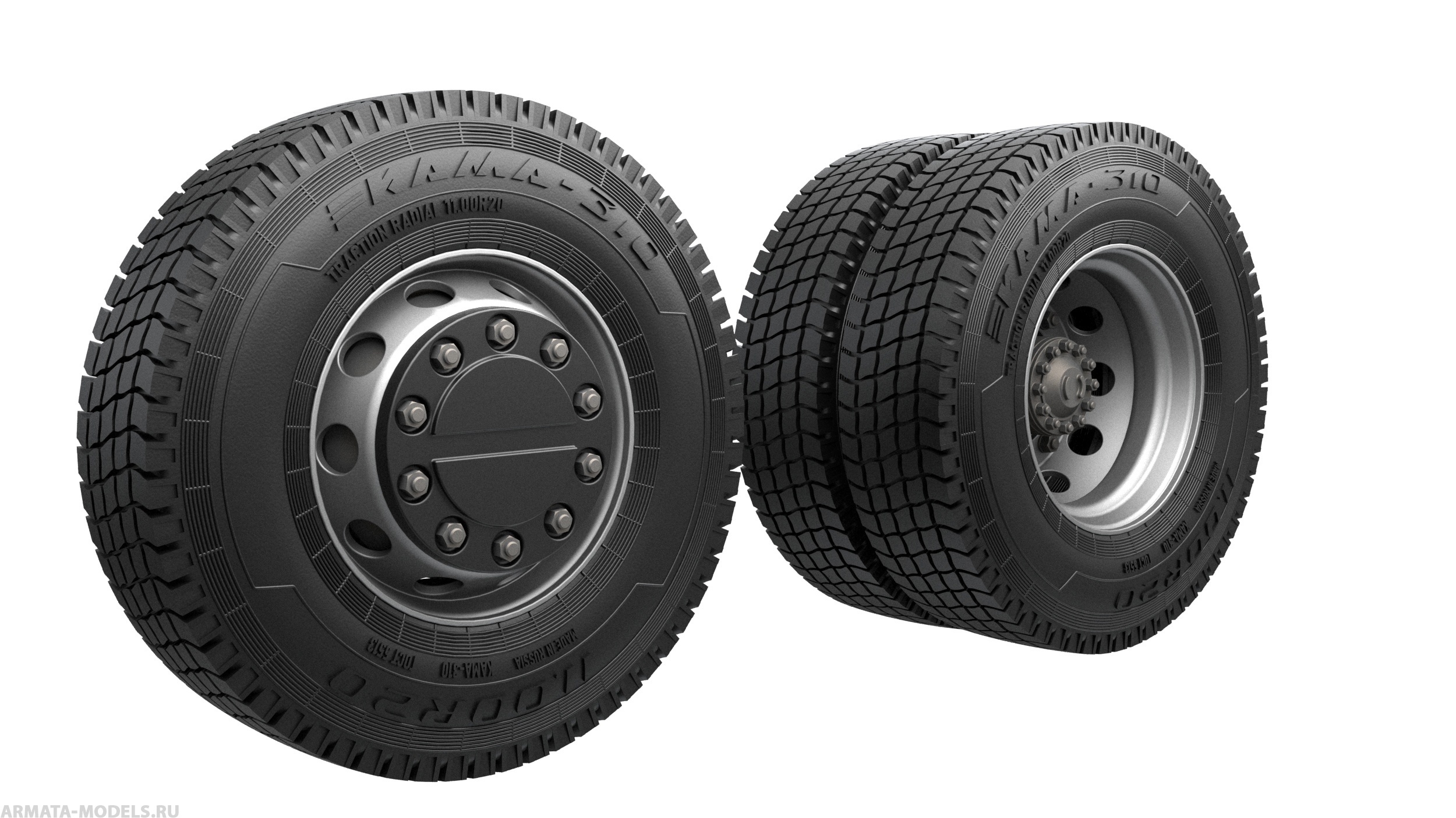 ARM35374 КамАЗ-43253 Набор шоссейных колес без нагрузки КАМА-310(евро) (6 штук+запаска+балка)  