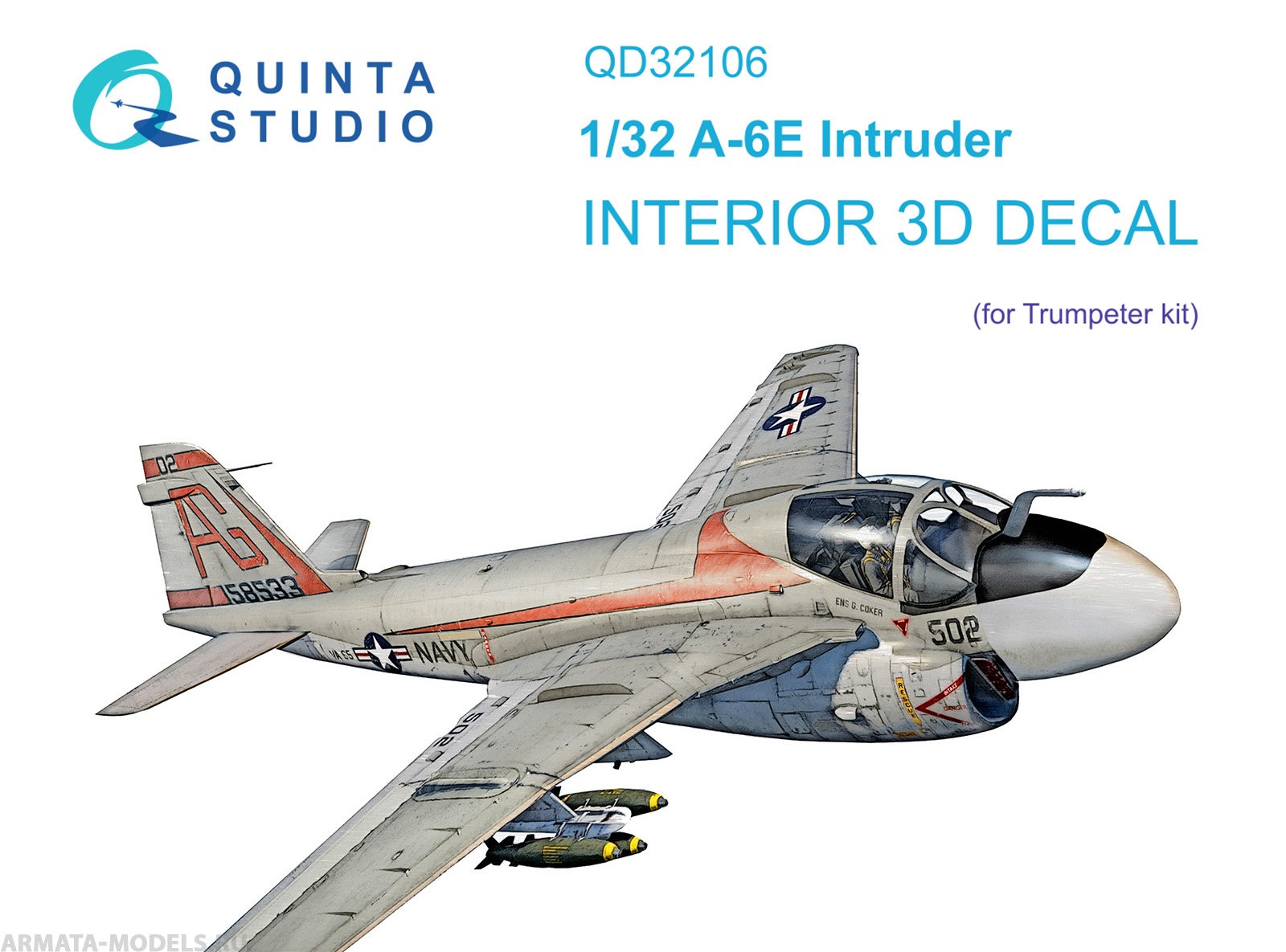QD32106 3D Декаль интерьера кабины A-6E Intruder (Trumpeter)