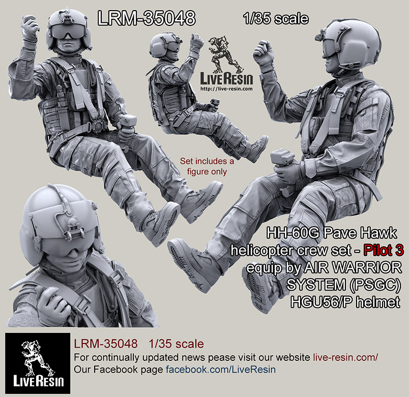 LRM35048 Экипаж вертолета HH-60G Pave Hawk helicopter crew set - Pilot 3 equip by AIR WARRIOR SYSTEM (PSGC), HGU56/P helmet