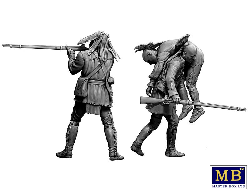 MB35210 Фигуры, Раненый товарищ. Серия Индейских войн, XVIII век. Набор № 2 Master Box (MB)