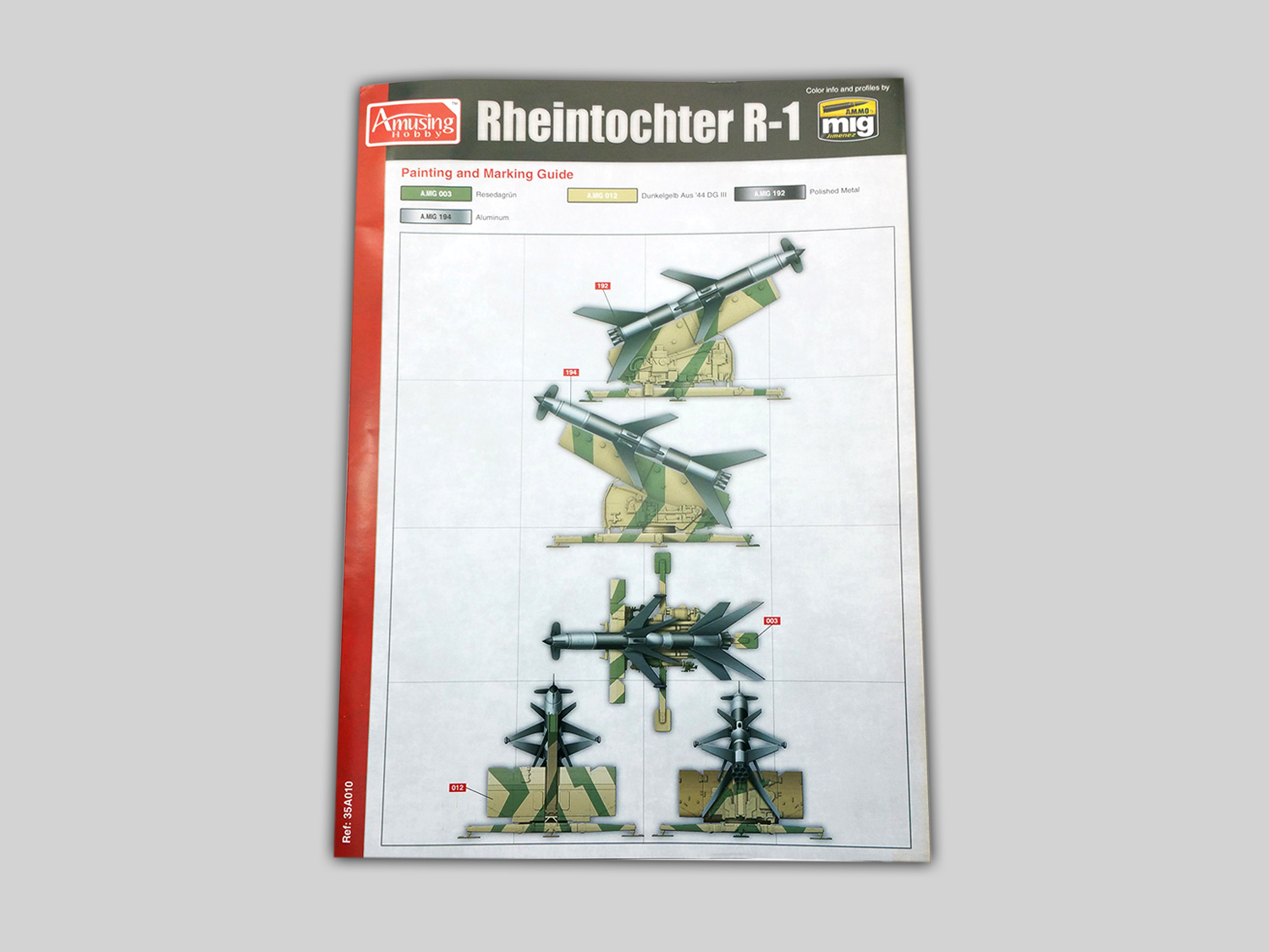 AH35A010 Немецкая зенитная управляемая ракета с установкой FlaRak Rheintochter R1 Amusing Hobby