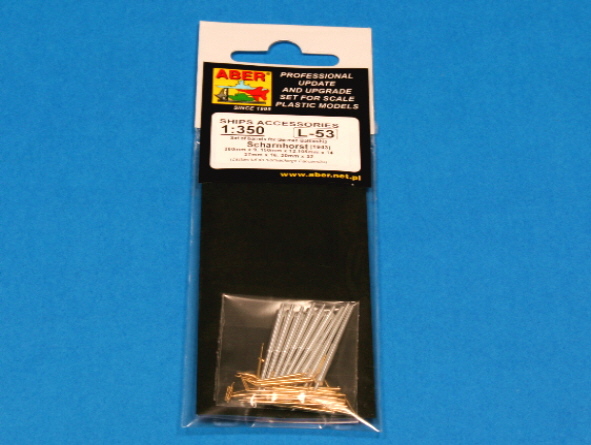 ABR-1:350-L-53  Дополнения для  Set of Barrels for Scharnhorst (1943) 280mm x 9; 150mm x 12; 105mm x 14 ; 37mm x 16; 20mm x 32 для  1/350