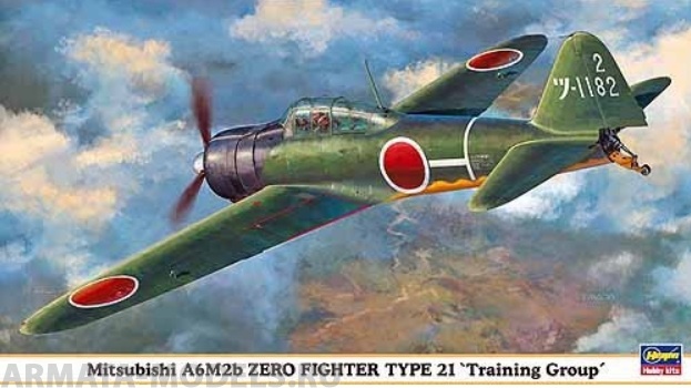 09834 Самолет  Mitsubishi A6M2b ZERO FIGHTER TYPE 21 Hasegawa