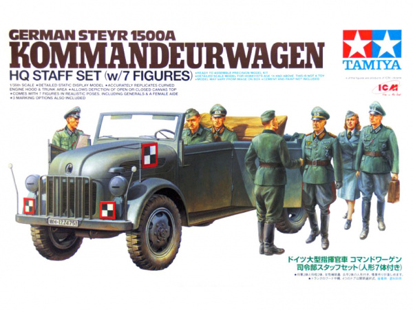 25149 Штабная машина  Steyr Type 1500A Kommanderwagen  с 7 фигурами, можно собирать с открытыми дверями Tamiya