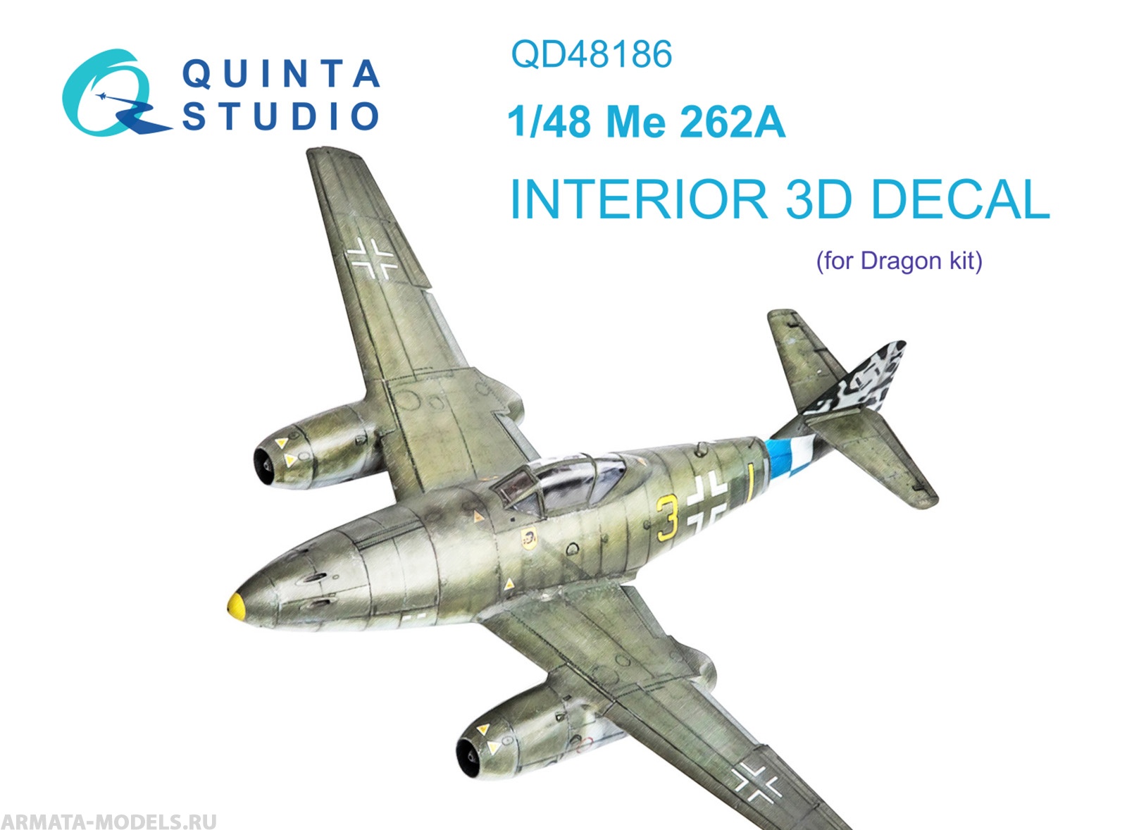 QD48186 3D Декаль интерьера кабины Me 262A (Dragon)