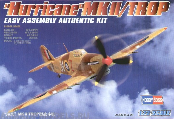 80216 Самолет Hurricane MK II/TROP Hobby Boss