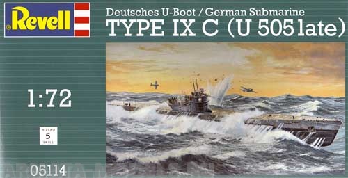 05114 Дизельная Подводная лодка типа IX C, немецкая Revell