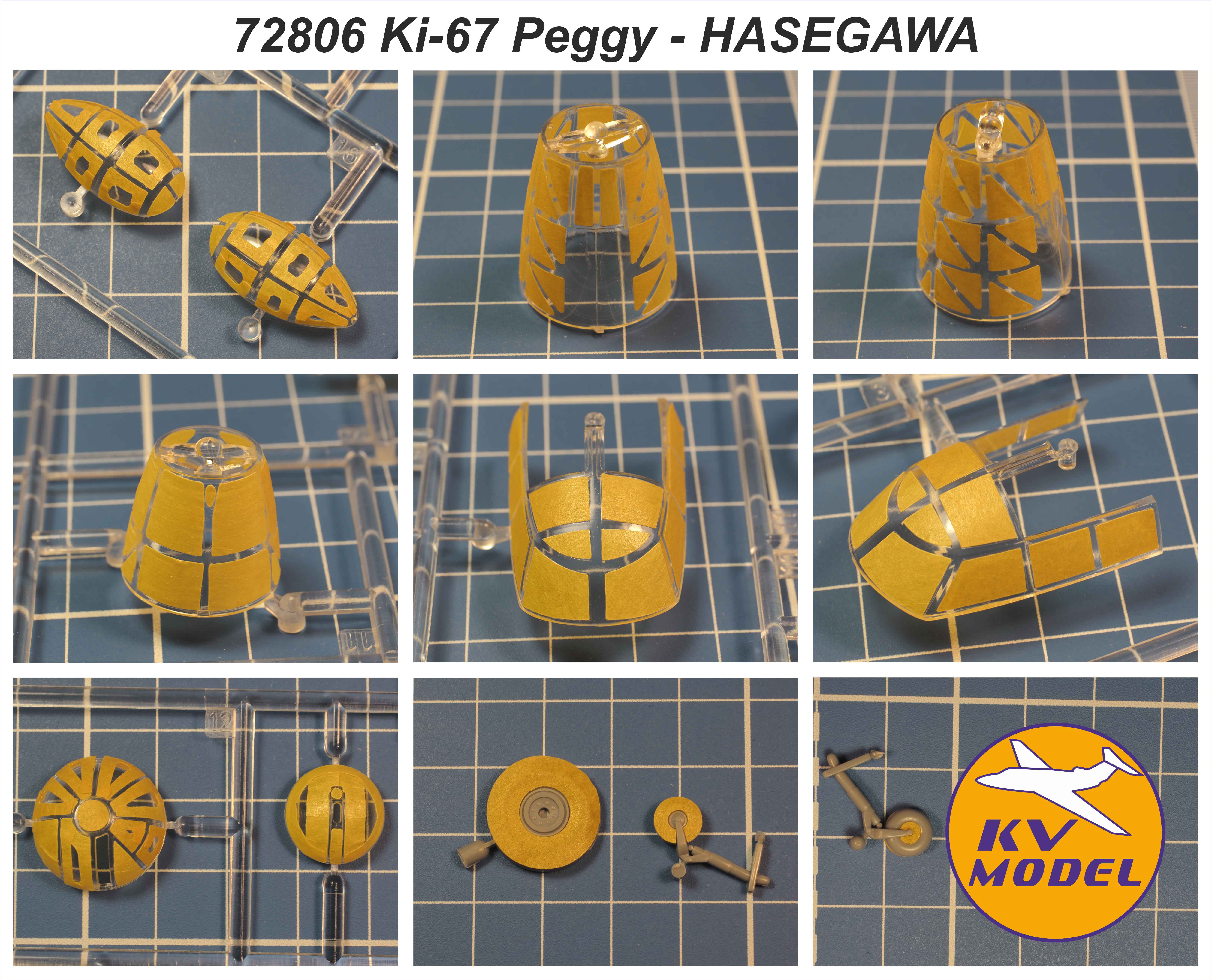 72806KV Окрасочная маска Mitsubishi Ki-67 Type 4 Peggy (HASEGAWA #00082, #00298, #00615, #00951, #01907, #02205, #02352, #02422, #02282, #02298, #51219, #CP19) + маски на диски и колеса