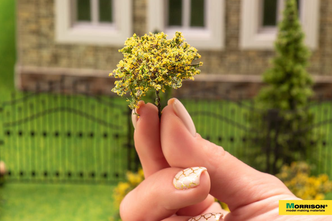 011kr008 Цветущие желтые кусты для макетов. Набор 3 шт.