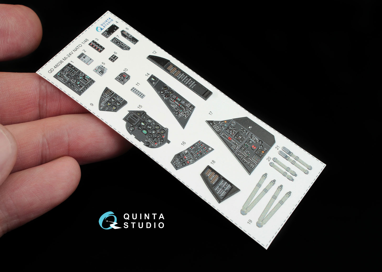 QD48036 1:48 3D Декаль интерьера кабины  Ми-24В НАТО (черные панели) (для модели  Звезда)