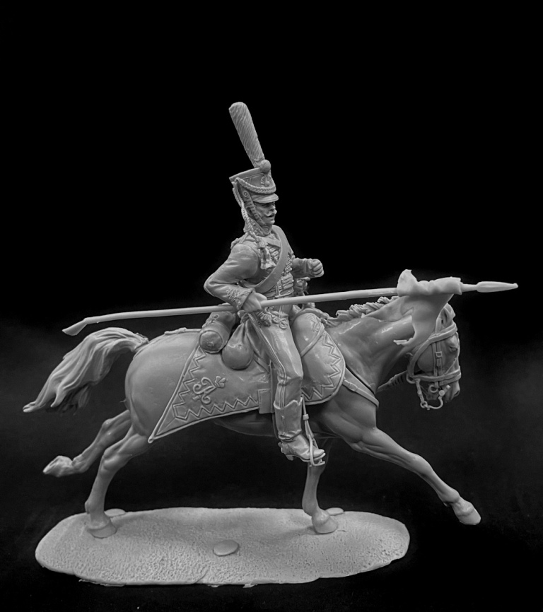 CHM-54356. Русский гусар с пикой, 1812 г. (2 варианта головы). 54 мм. Материал - смола. Chronos Miniatures