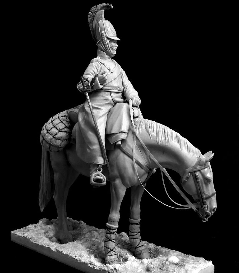 CHM-54236. Рядовой армейских кирасирских полков в зимней форме одежды, Россия 1812-14. 54 мм. Материал - смола. Chronos Miniatures