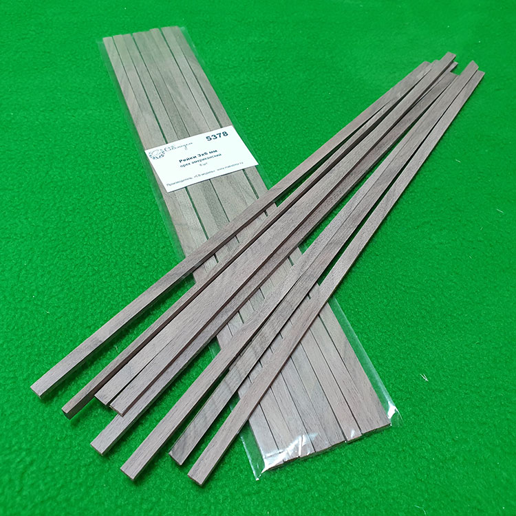 5378 рейки 3х6 мм - длина 300 мм - 8 шт - орех американский