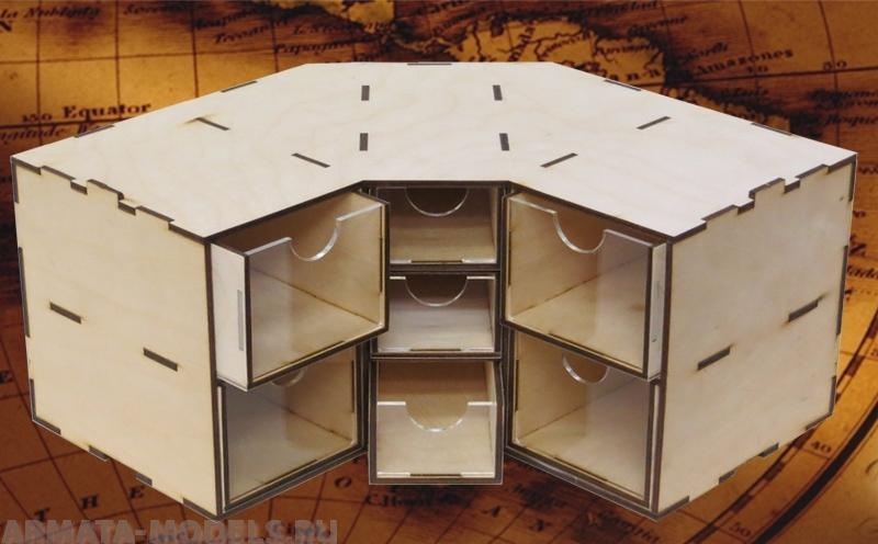 Угловой модуль-органайзер на 7 ящичков