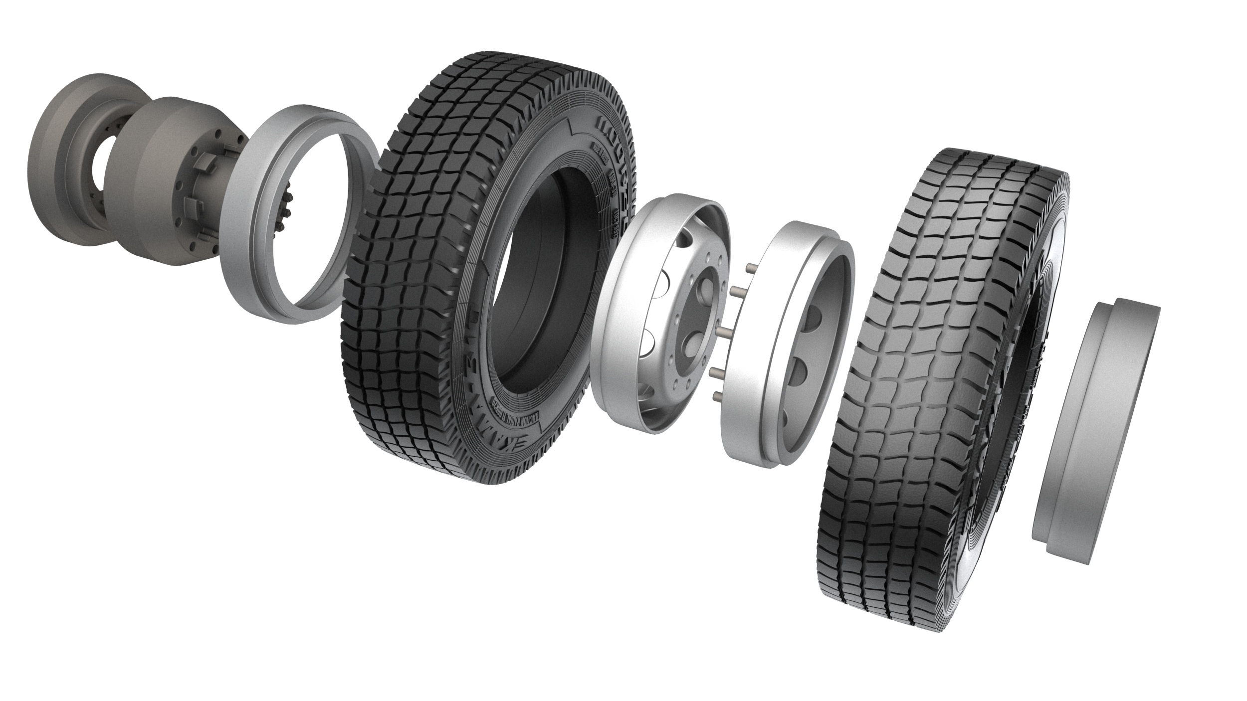 ARM35375 КамАЗ-43253 Набор шоссейных колес под нагрузкой КАМА-310(евро) (6 штук+запаска+балка)