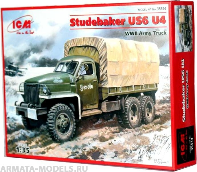 35514 Studebaker US6 U4 с тентом, лебедкой ICM