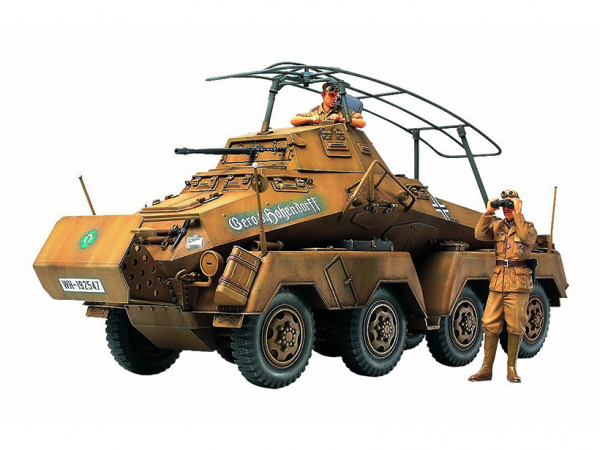 35297 Немецкий четырехосный тяжелый бронетранспортер Sd.kfz.232, в комплекте две фигуры, алюминиевый ствол и фототравление. Африканский корпус. Tamiya