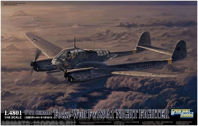L4801 Самолет Focke-Wulf Fw189A1 Nacht Jager  WWII German Great Wall