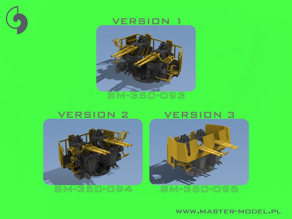 SM-350-093 USN 40 мм / 56 Bofors четверное крепление вер.1 / с директором Mk-51 - (смола, полиэтилен и токарные детали) - (6шт)