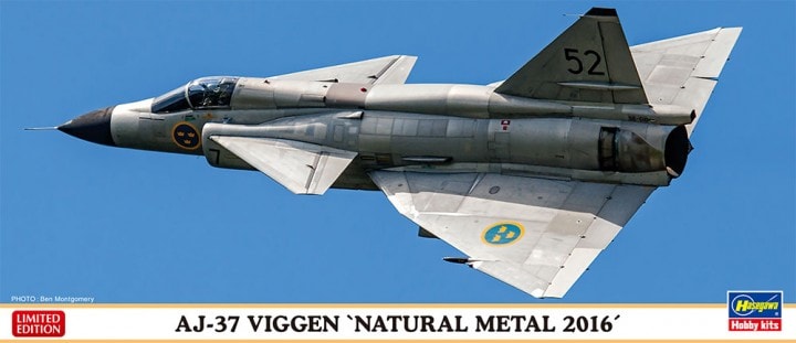 02232 Самолет  AJ-37 VIGGEN NATURAL METAL 2016  Hasegawa