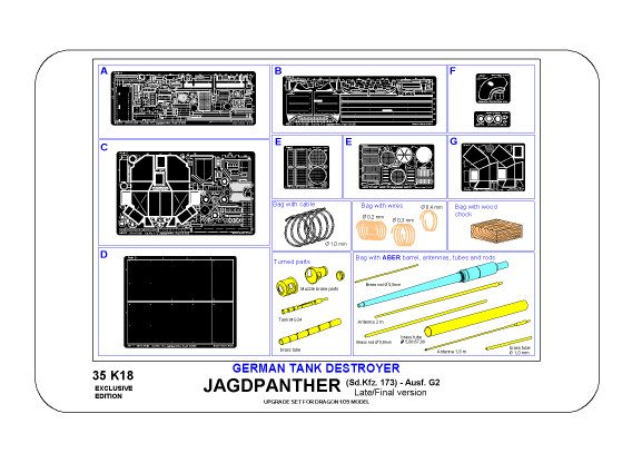 ABR-35-K18  Дополнения для  Sd,Kfz. 173  „Jagdpanther”-late/final version для Dragon 1/35