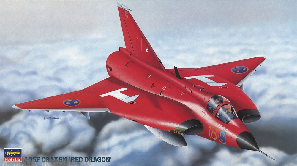 51461 Cамолет J-35F Draken «Red Dragon» Hasegawa