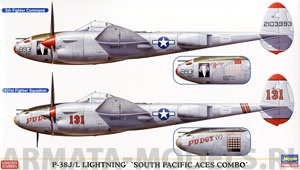 02068 Самолет P-38J/L LIGHTNING SOUTH PACIFIC ACES COMBO (Two kits in the box)