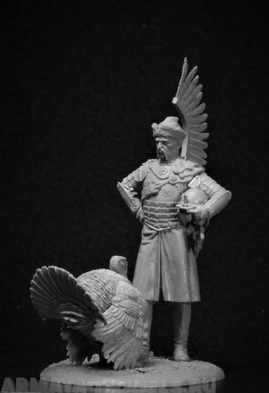 VD-54012. Польский крылатый гусар и индюк, 17 век. 54 мм. Материал - смола. Chronos Miniatures