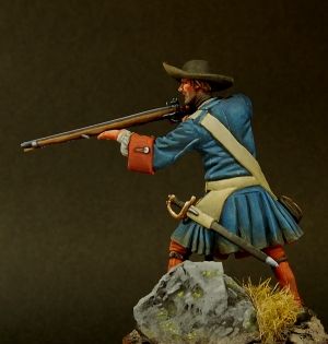CHM-54093(M). Фузилер Гвардейских пехотных полков, Россия 1704-09 гг. (2 варианта патронных сумок). 54 мм. Материал – белый металл Chronos Miniatures