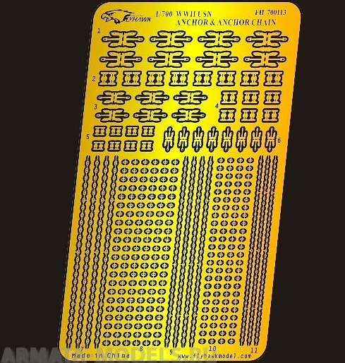 FH700113 Фототравление WWII USN Anchor&Anchor Chain