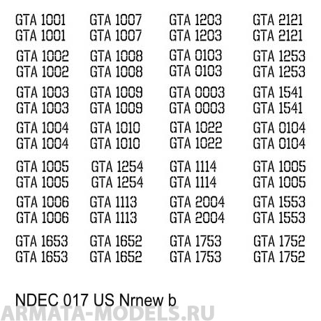 NDEC017 Серийные номера современной американской БТТ. Цвет черный