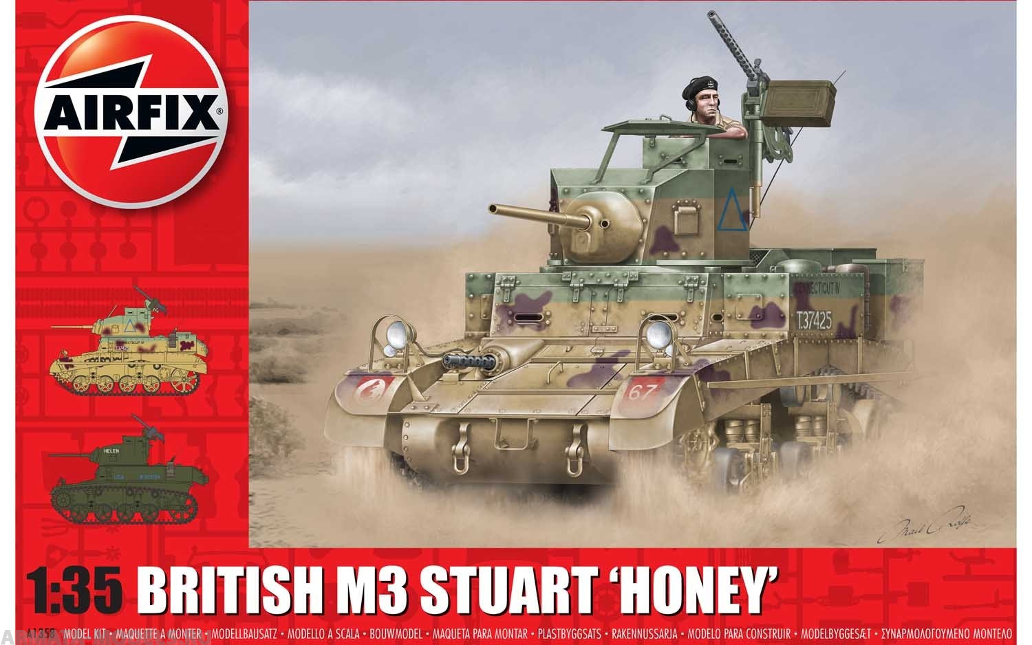 A1358 Сборная модель Танка M3 Stuart Honey (British Version) Airfix