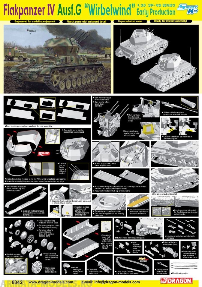 6342Д ЗСУ FLAKPANZER IV Ausf.G WIRBELWIND EARLY PRODUCTION (SMART KIT) Dragon