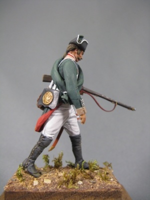 CHM-54110(M). Рядовой мушкетерских (или фузилер гренадерских) полков, Россия 1797-1801 гг. (2 варианта головных убора и 2 варианта голов). 54 мм. Материл – белый металл.