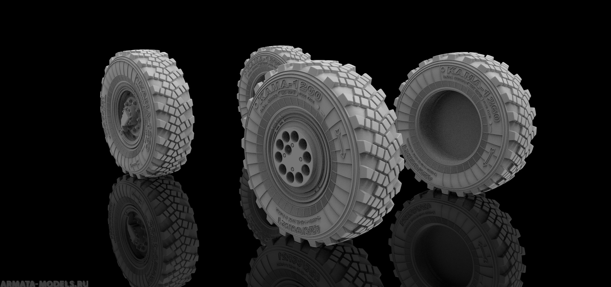 AM3638 Колеса под нагрузкой с защитными колпаками К-4350 Мустанг, 1/35