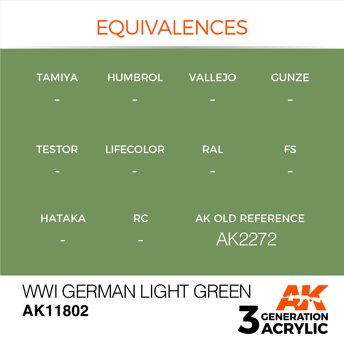 AK11802 Краска акриловая 3Gen WWI German Light Green