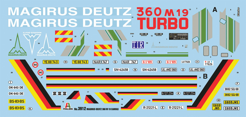 3912ИТ Грузовик Magirus Deutz 360M19 с тентом Italeri
