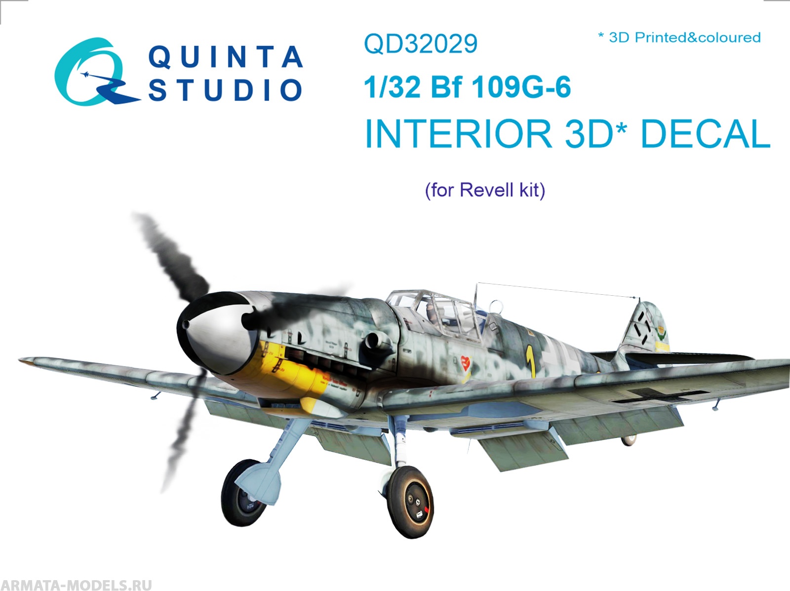 QD32029 1/32 3D Декаль интерьера кабины Bf 109G-6 (для модели Revell) Quinta Studio