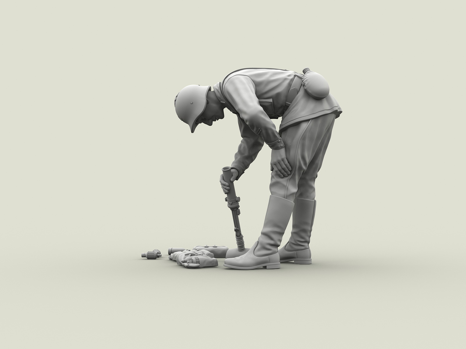 3127SOGA Лейтенант РККА с трофейным миномётом Тип 89. Халхин-Гол. 1939 г. SOGA Miniatures