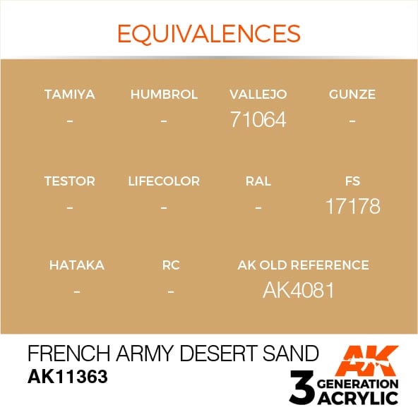 AK11363 Краска акриловая 3Gen French Army Desert Sand