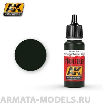 AK3064 Акриловая краска GREEN BLACK WAFFEN SPRING / SUMMER DARK SPOTS