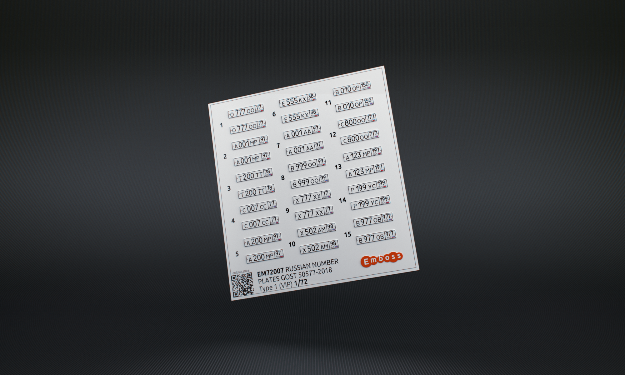 EM72007 "Красивые" автономера РФ 1:72 (3D декаль)