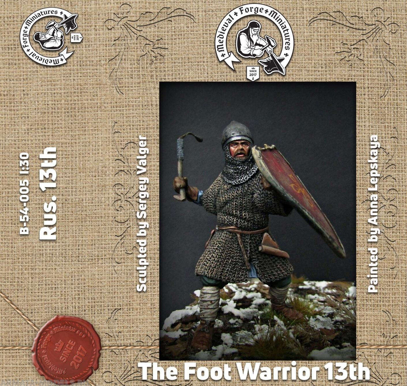 B-54-005 Фигура Пеший ратник. Русь. 13 век 54мм Medieval Forge Miniatures
