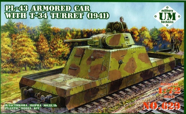 UMmt629 Бронированная платформа ПЛ-43 с танком Т-34/76 UM