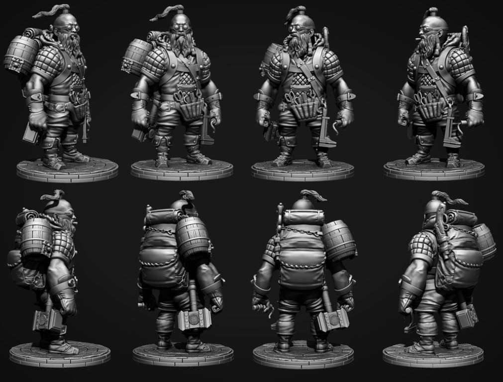 CHM-54134. Стимпанк: Боевой гном-инженер. 54 мм. Материал - смола. Chronos Miniatures