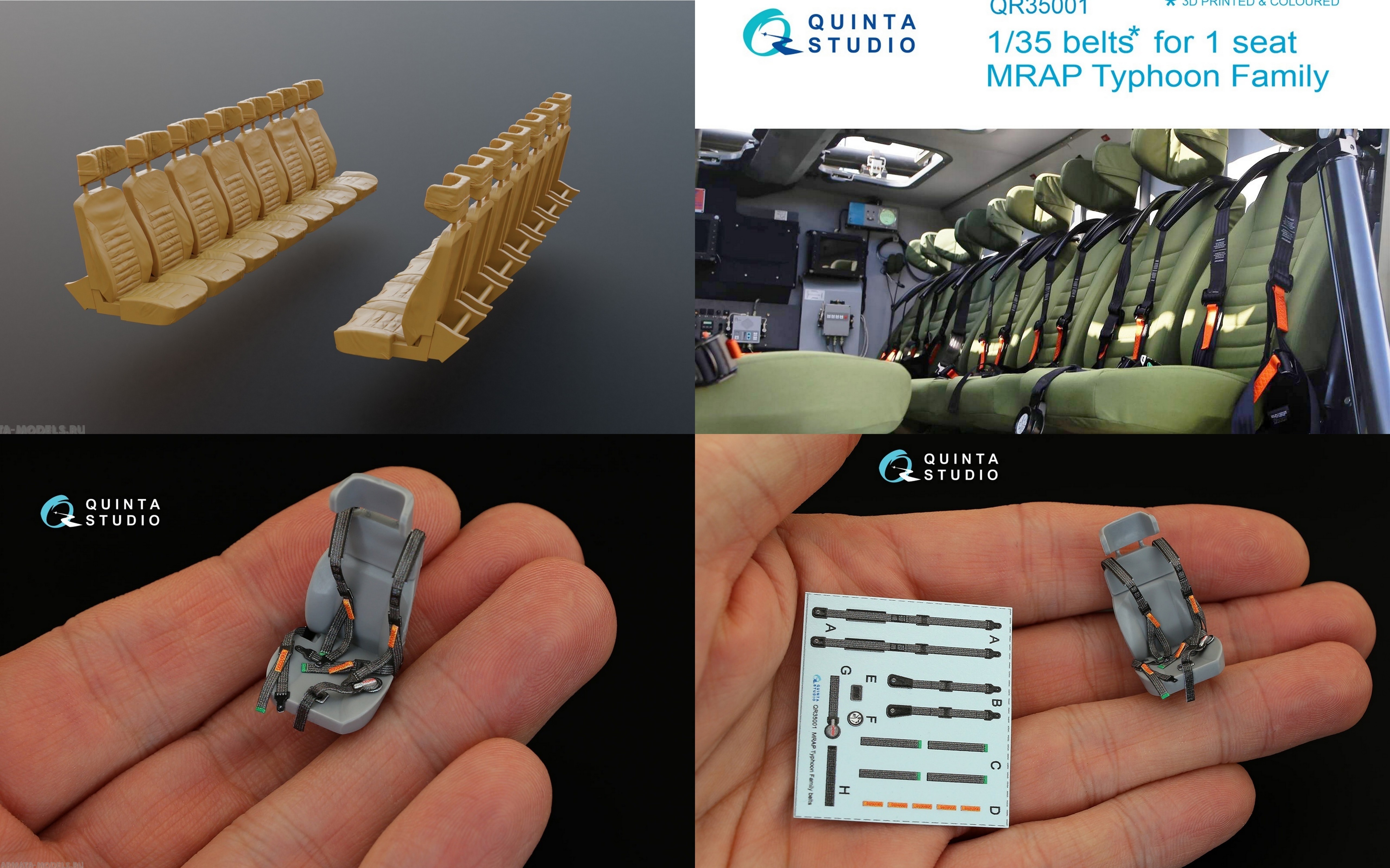 AM3633 Кресла для Тайфун-К набор 14 штук + 14 ремней Quinta 1/35 