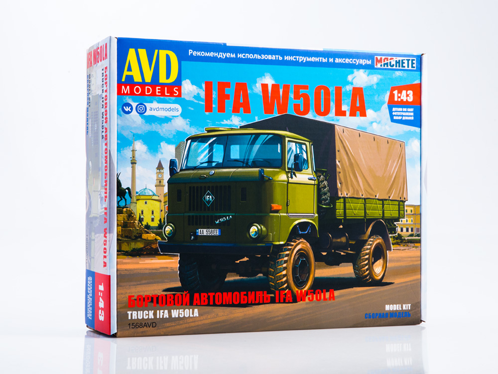 1568AVD Сборная модель IFA W50LA бортовой (с тентом) AVD Models