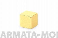 1272055MG Неодимовый магнит прямоугольник 6х6х6 мм, золотой